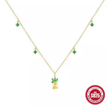 Модная серия «Фрукты» Цепочка на ключицу Цветная циркониевая спайка Летний стиль Многослойное ожерелье 925 silver золотой