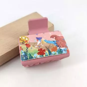 Модная серия ко Дню матери Зажим-акула из ПУ кожи Теплый и уютный Розовый цветок Зажим для волос для высокого хвоста Женский головной убор