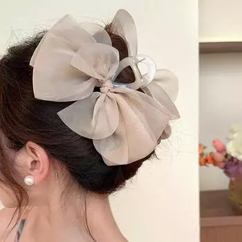 Модная сетчатая заколка-бант для женщин с косичками и хвостиком Элегантная заколка для волос для девочек Аксессуары для волос Подарочный зажим для волос в виде акулы Головной убор 4