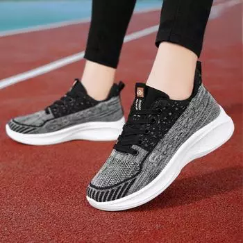 Модная сетчатая женская обувь 2024 года, осень, новые повседневные туфли на толстой подошве, дышащие спортивные вулканизированные туфли Zapatillas Mujer 36 чёрный