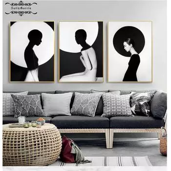 Модная сексуальная модель плакат черно-белый боди-арт фотографии девушка холст картина для декора гостиной скандинавское украшение дома 21*30cm