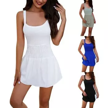 Модная сексуальная однотонная лоскутная юбка без бретелек с открытой спиной L чёрный