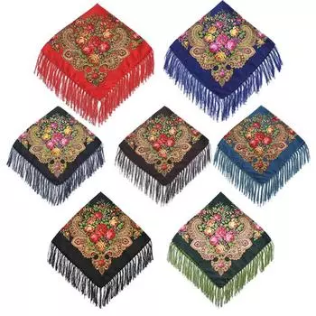Модная шаль с кисточками, квадратный шарф, большой размер, хлопковая длинная зимняя шаль с кисточками, женская цветочная шаль чёрный