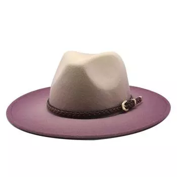 Модная шерстяная шляпа-цилиндр, фетровая шляпа с постепенным изменением цвета, большая мужская и женская джазовая шляпа, двухцветная шляпа в британском стиле M56-58cm хаки