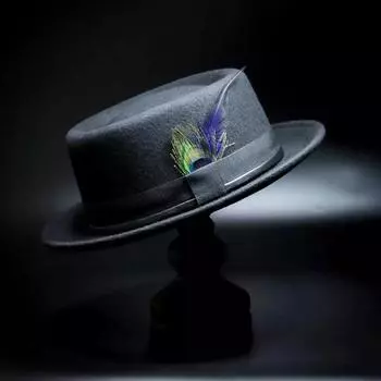 Модная шерстяная шляпа-цилиндр, квадратная сумка, тесьма, декорированная овечья фетровая шляпа, фетровая шляпа с перьями one size fits all серый