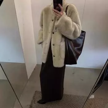 Модная шуба женская, зимняя новая маленькая меховая интегрированная утолщенная средняя и длинная высококачественная шуба S