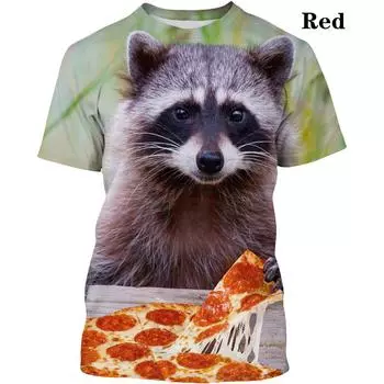 Модная симпатичная футболка унисекс с 3D-принтом и коротким рукавом с изображением енота XL