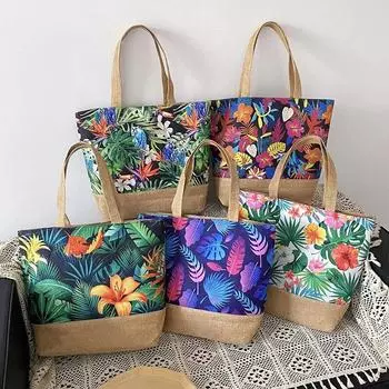 Модная складная женская сумка большого размера, женская повседневная сумка-тоут с цветочным принтом, холст, граффити, пляжная сумка Bolsa Feminina зелёный