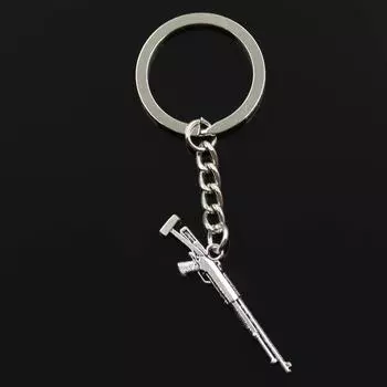 Модная снайперская винтовка, кулон 44x11 мм, 30 мм, брелок для ключей, металлическая цепочка, мужской автомобильный подарок, сувенирный брелок серебряный