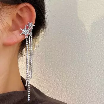 Модная снежинка кисточка клипса для ушей простая универсальная серьга без отверстий для ушей ювелирное украшение подарок как