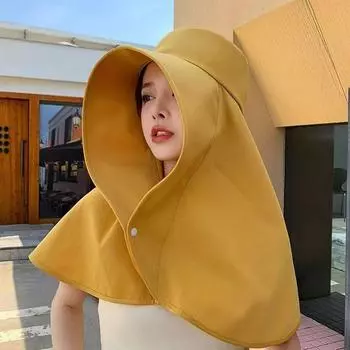 Модная солнцезащитная быстросохнущая шляпа от солнца с большими полями, шаль, шляпа рыбака для женщин one size жёлтый