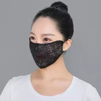 Модная солнцезащитная маска для лица с принтом снежного цветка, летняя новая солнцезащитная кружевная маска black-Regular style