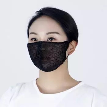Модная солнцезащитная маска для лица с принтом снежного цветка, летняя новая солнцезащитная кружевная маска black-Splicing style