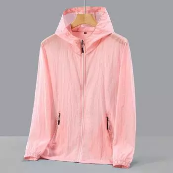 Модная солнцезащитная одежда, летние для мужчин, повседневные летние куртки для пар с тонким капюшоном больших размеров Upf 50 M светло-синий