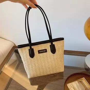 Модная соломенная плетеная сумка для женщин, новый стиль, красивая, модная и простая, большая вместительная сумка для шопинга, пляжная сумка-тоут