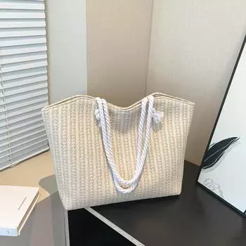 Модная соломенная сумка для женщин, летняя брендовая дизайнерская женская сумка, роскошная сумка на плечо, модная пляжная корзина, сумки 1 бежевый