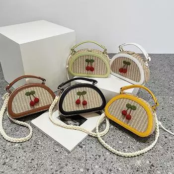 Модная соломенная сумка-мессенджер через плечо, летняя новая фактура, портативная женская сумка через плечо, пляжный дорожный кошелек 21x6x13cm чёрный