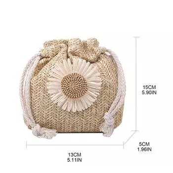 Модная соломенная сумка-мессенджер на шнурке, летняя сумка через плечо, цветочная соломенная сумка-ведро для фотосессии хаки