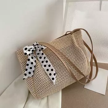 Модная соломенная женская сумка-тоут, летняя женская сумка на плечо, большие сумки, женская повседневная пляжная сумка-тоут