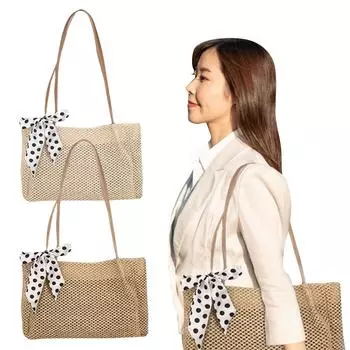 Модная соломенная женская сумка-тоут, летняя женская сумка на плечо, большие сумки, женская повседневная пляжная сумка-тоут