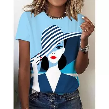 Модная современная футболка для девочек с 3d принтом, женский пуловер Y2k, одежда, топы с короткими рукавами, футболки с круглым вырезом, спортивная повседневная рубашка, блузка S