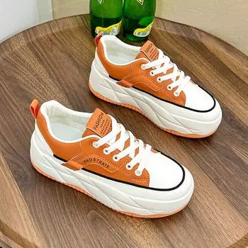 Модная спортивная обувь на платформе для женщин 2024 года, новинка, кроссовки на шнуровке, женские удобные кроссовки из вулканизированной стали, спортивные кроссовки с толстой подошвой 35 серый