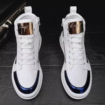 Модная спортивная обувь Премиум-обувь Кожаные ботинки Мужские повседневные модные высокие мужские туфли на толстой подошве Мужские кроссовки est 43