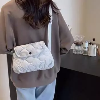 Модная стеганая нейлоновая сумка через плечо для женщин, роскошная мягкая хлопковая сумка, универсальная дорожная сумка через плечо на груди 29x8x19cm хаки