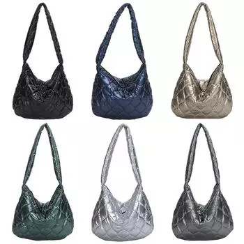 Модная стеганая нейлоновая сумка-мессенджер с хлопковой подкладкой, женская сумка через плечо большой вместимости, однотонная дизайнерская сумка на молнии с верхней ручкой зелёный