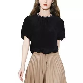 Модная Стильная Нишевая Летняя Приталенная Футболка с Коротким Рукавом Black-color S