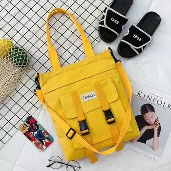 Модная стильная сумка через плечо большой емкости Harajuku Mori Canvas Bag женская повседневная простая универсальная сумка-мессенджер чёрный