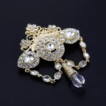 Модная стильная женская кофейная брошь, 18-каратное золото, цветочная брошь с цепочкой, подарок для невесты чёрный