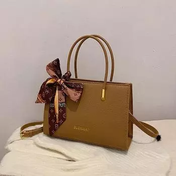 «Модная сумка 2024 года класса люкс с универсальным шелковым шарфом — роскошная фактурная сумка через плечо и сумка-мессенджер для женщин» 25*10*17 хаки