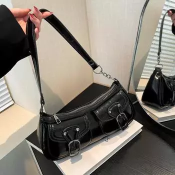 Модная сумка-багет для подмышек, персонализированная, модная, крутая, локомотивная сумка, нишевая, высококачественная, сумка-мессенджер на одно плечо коричневый