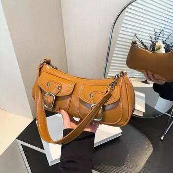 Модная сумка-багет для поездок на работу под мышкой 2024 года, новая индивидуальная модная крутая сумка-локомотив, нишевая сумка-мессенджер на одно плечо чёрный