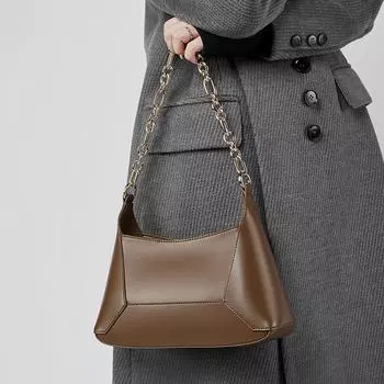 Модная сумка-багет подмышкой, универсальная, из натуральной кожи, простая сумка-мессенджер, сумка на плечо для поездок на работу QSL2836 чёрный