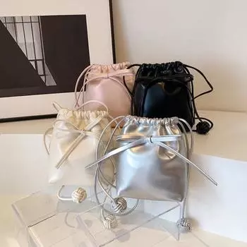 Модная сумка-бантик для женщин Модная сумка через плечо для женщин Сумки через плечо Универсальная сумка-ведро Кошелек и сумки Дизайнерские сумки one size чёрный