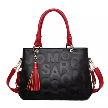 Модная сумка, большая вместимость, женская сумка с кисточками, тисненые буквы, женская сумка через плечо