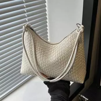 Модная сумка большой вместимости, женская тканая универсальная маленькая квадратная сумка, простая сумка на одно плечо через подмышку для поездок на работу чёрный