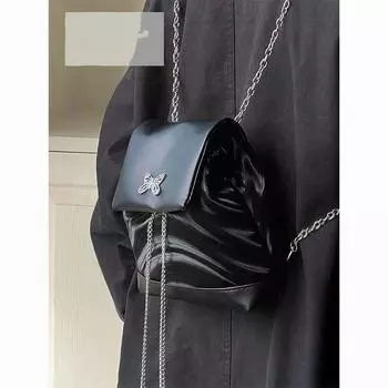 Модная сумка-цепочка с бабочкой, милый крутой рюкзак Spice Girls, женский рюкзак 2024 года, новый серебряный мини-рюкзак для студентов премиум-класса чёрный