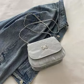 Модная сумка-цепочка с бабочкой, женская сумка-мессенджер через плечо, универсальная мини-сумка-помада в стиле знаменитости из Интернета серебряный