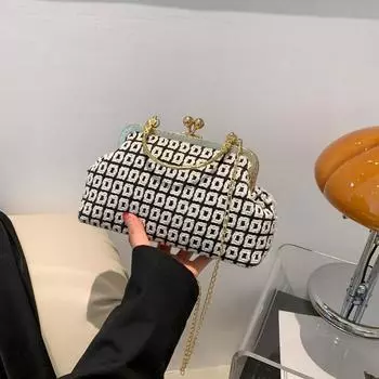 Модная сумка-цепочка женская 2024 осень новый тренд простая сумка через плечо сумка-ракушка повседневная сумка-мессенджер женская сумка белый