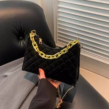 Модная сумка через плечо 2024 года, ранняя весна, новая женская сумка с бриллиантовой цепочкой, повседневная, персонализированная сумка через подмышку красный