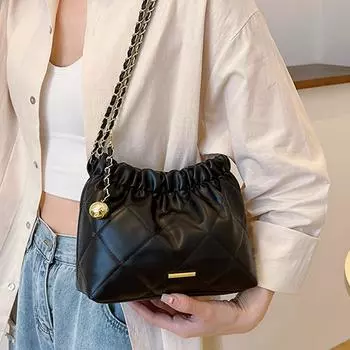 Модная сумка через плечо большой емкости с цепочкой, повседневная сумка через плечо чёрный