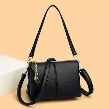 Модная сумка через плечо через подмышку, женская сумка, простая, большая вместимость, сумка через плечо для мамы чёрный