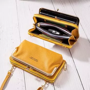 Модная сумка через плечо для мобильного телефона с застежкой, универсальная сумка с несколькими отделениями для карт, сумка для ключей, женская чёрный