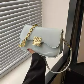 Модная сумка через плечо для женщин 2024 года, популярная новая сумка-мессенджер с цепочкой, фактурная маленькая квадратная сумка в иностранном стиле чёрный