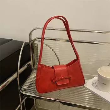 Модная сумка через плечо для женщин, большая вместимость, зимняя мода, одно плечо, портативный багет-бантик красный