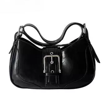 Модная сумка через плечо для женщин, дизайн подмышек, сумки под мышками, плиссированные, седловидные, однотонные, сумка-мессенджер чёрный