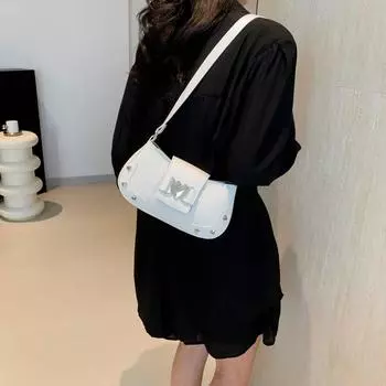 Модная сумка через плечо для женщин, легкая искусственная кожа, текстура крокодиловой кожи, декор в виде сердца и магнитный клапан-молния для повседневных вещей первой необходимости